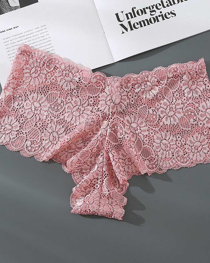 Lace Hip-Lifting Cotton Antibacterial Crotch Briefs