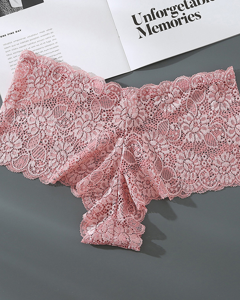 Lace Hip-Lifting Cotton Antibacterial Crotch Briefs