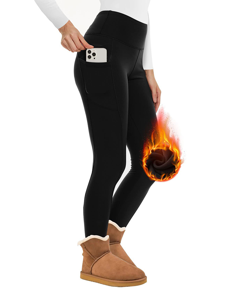 Thickened Fleece Leggings-Curvy-Faja