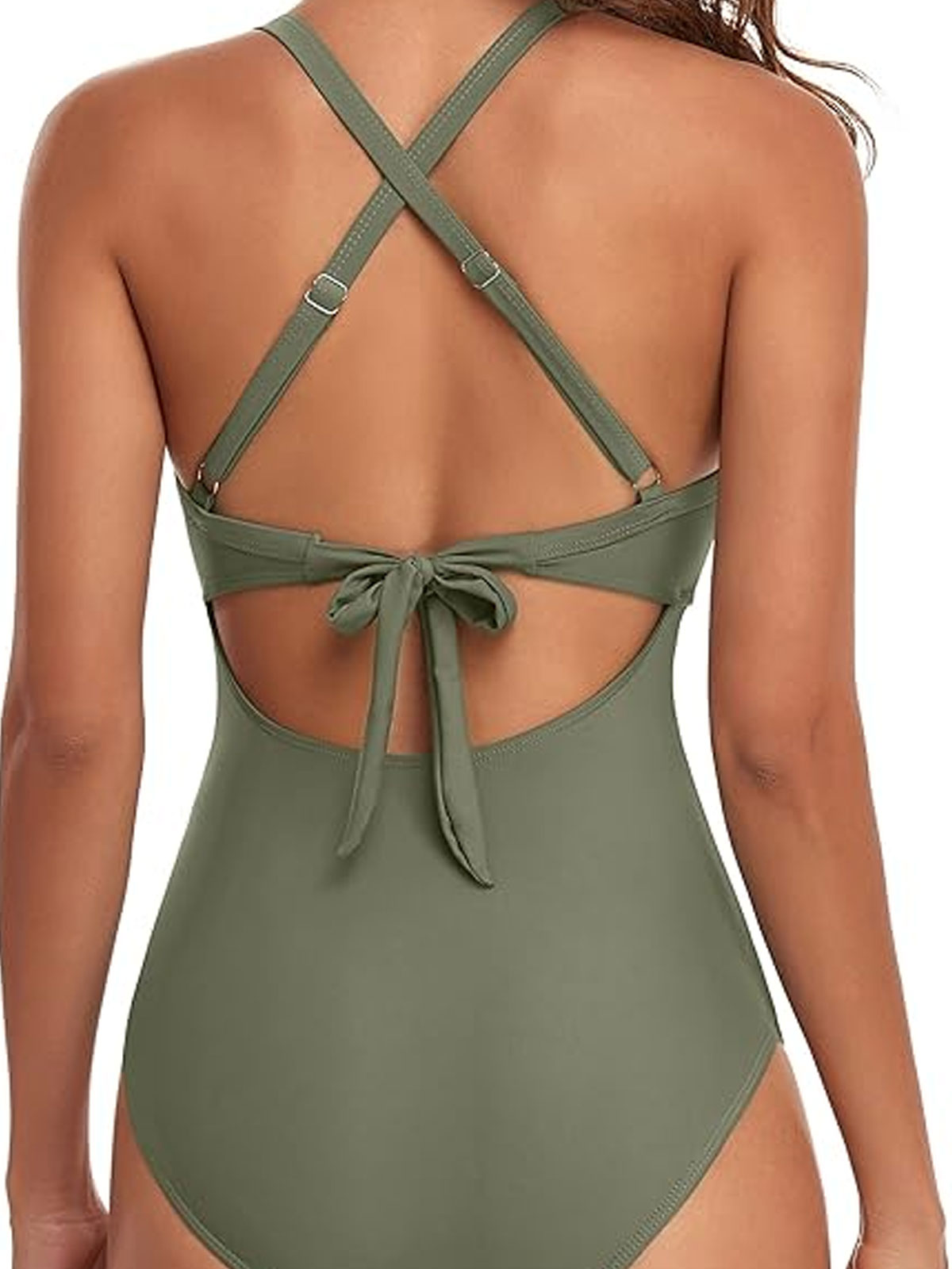 One Piece Swimsuits Tummy Control Cutout High Waisted Bathing Suit Wrap Tie Back-Curvy-Faja