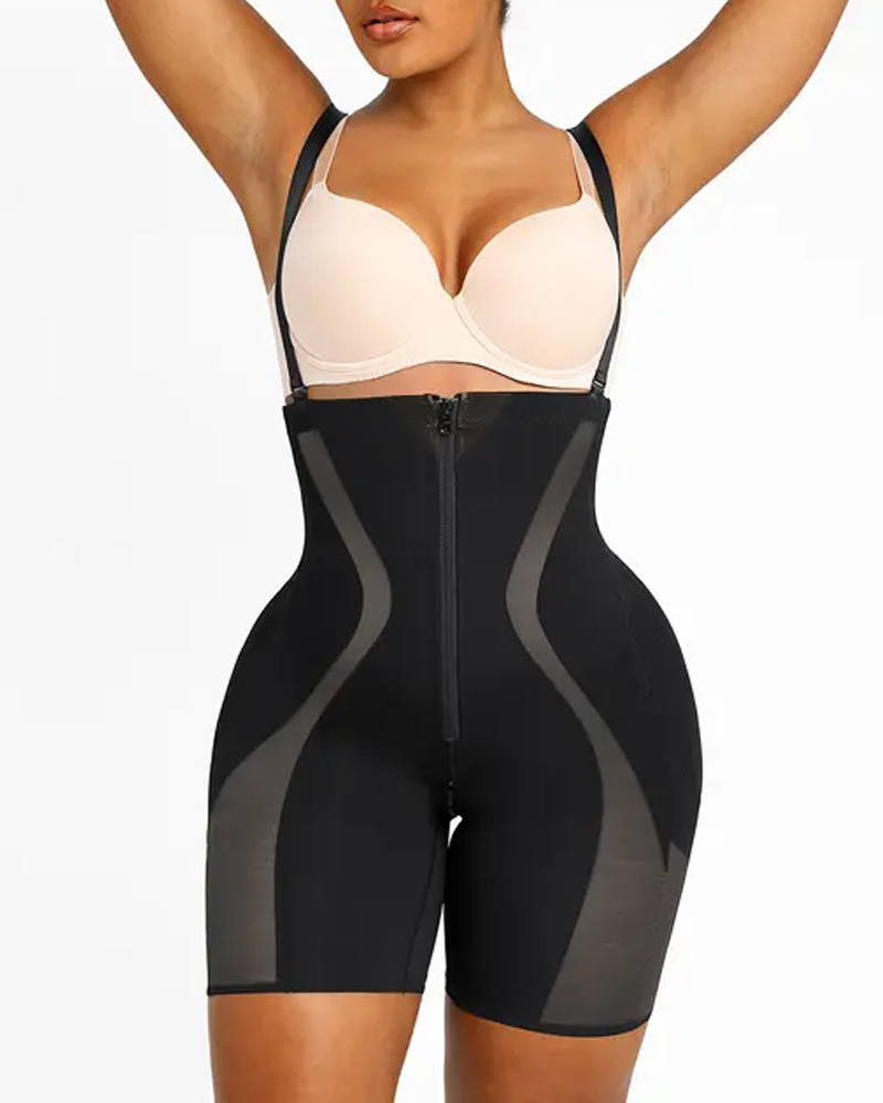 Tummy-Tightening Hip-Lifting Detachable Non-Slip Shoulder Straps High-Elastic Body-Shaping Pants-Curvy-Faja