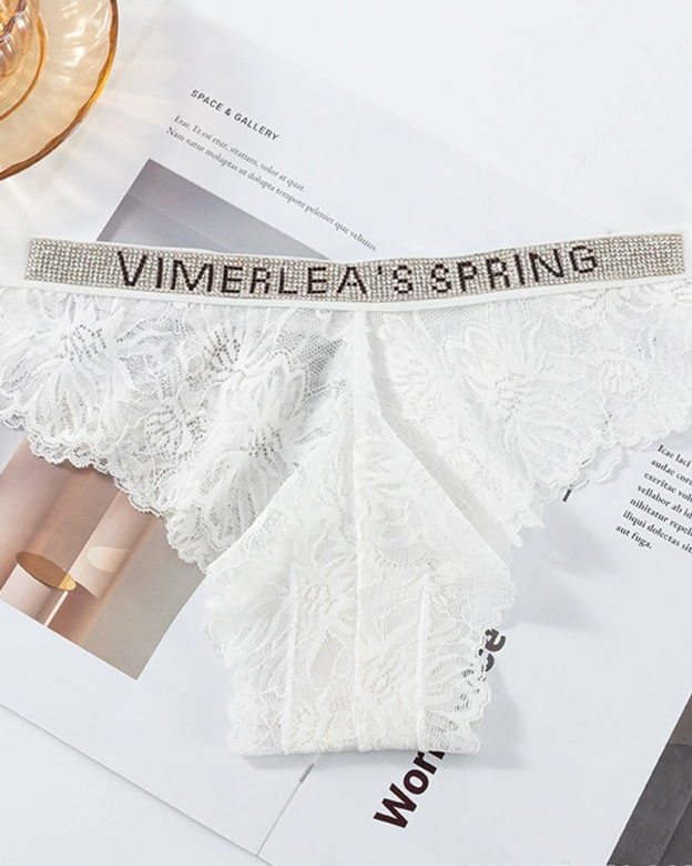 Sexy Rhinestone Waistband Panties-Curvy-Faja