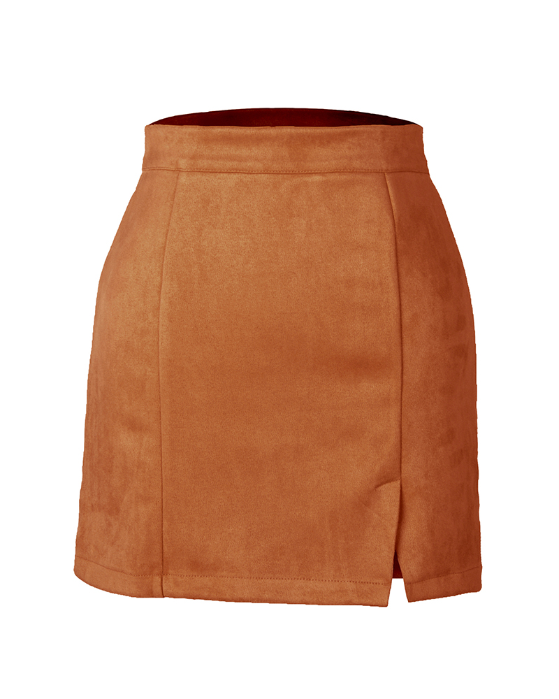 Autumn And Winter Suede Hip Skirt-Curvy-Faja