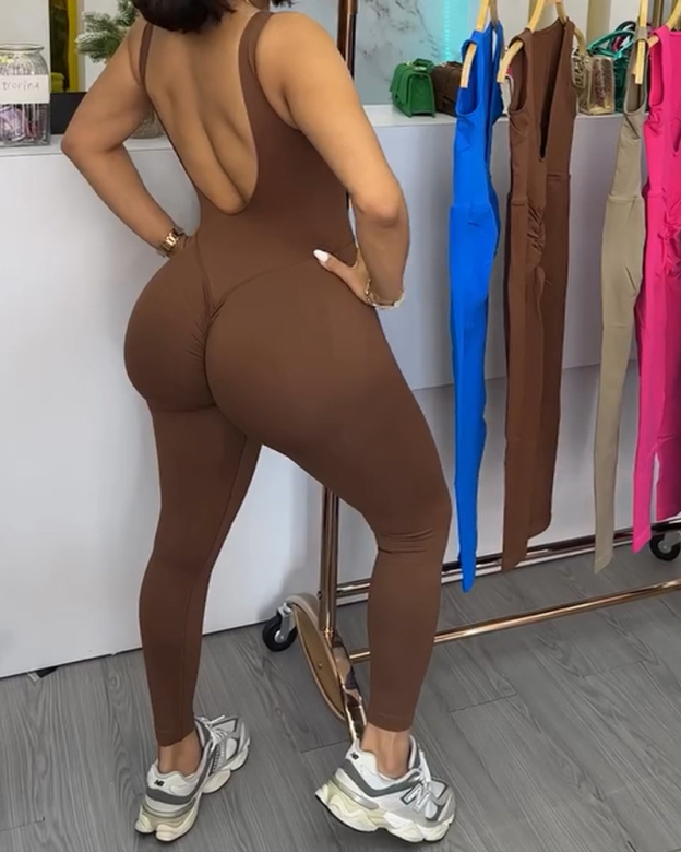 Hollow Back Hip Lift One-Piece Yoga Jumpsuit