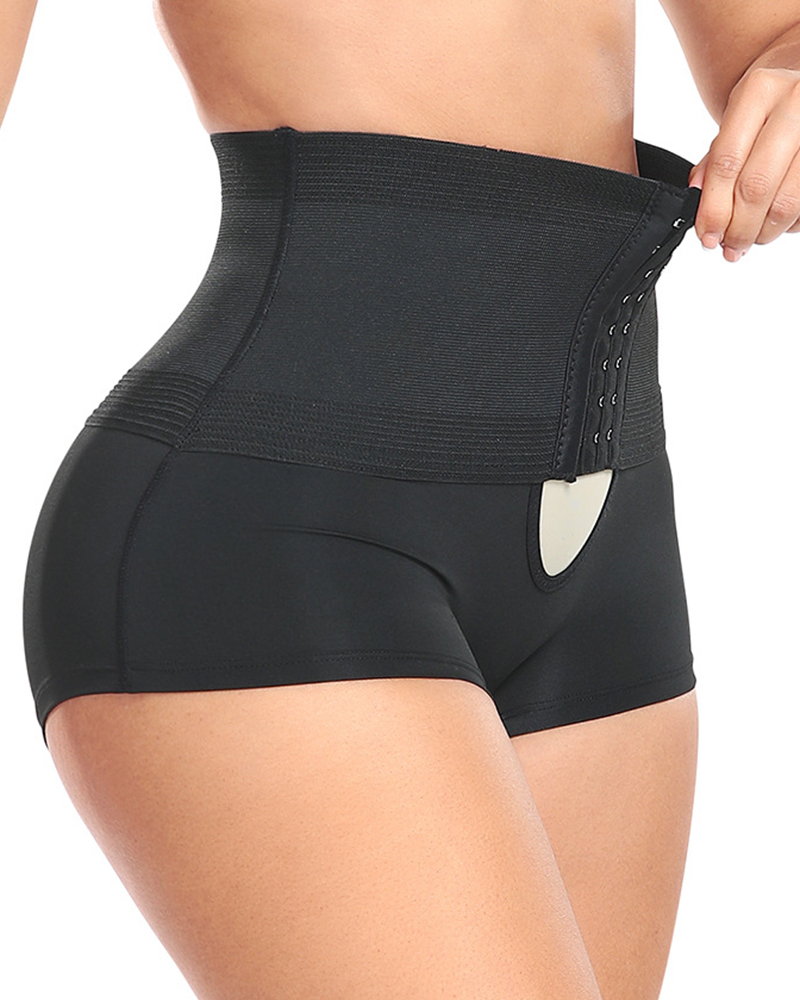 Adjustable High Waisted Shorts-Curvy-Faja