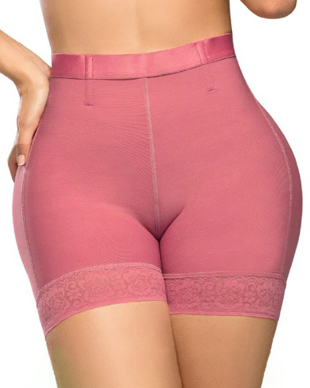 High Waist Lace Trim Butt Sculpting Short-Curvy-Faja
