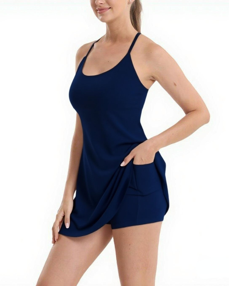 Easy Peezy Backless Sports Dress With Pockets