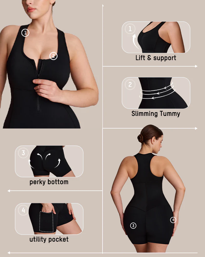 Shapewear Sweat Sauna Jumpsuit with Pockets (Pre-Sale)