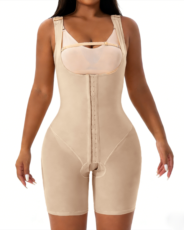 Tummy Control Open-Bust Hook-And-Eye Full Body Shaper