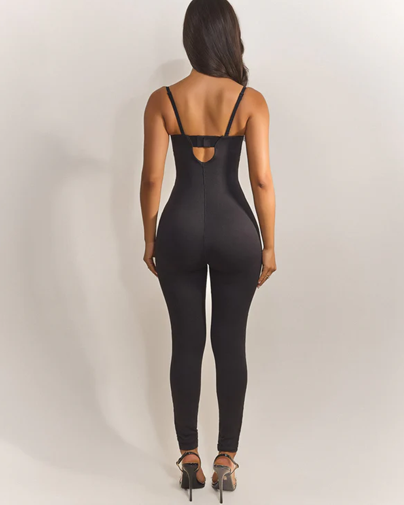 Sweetheart Neckline Strapless Seamless Bodycon Jumpsuit with Adjustable Straps（Pre-Sale）