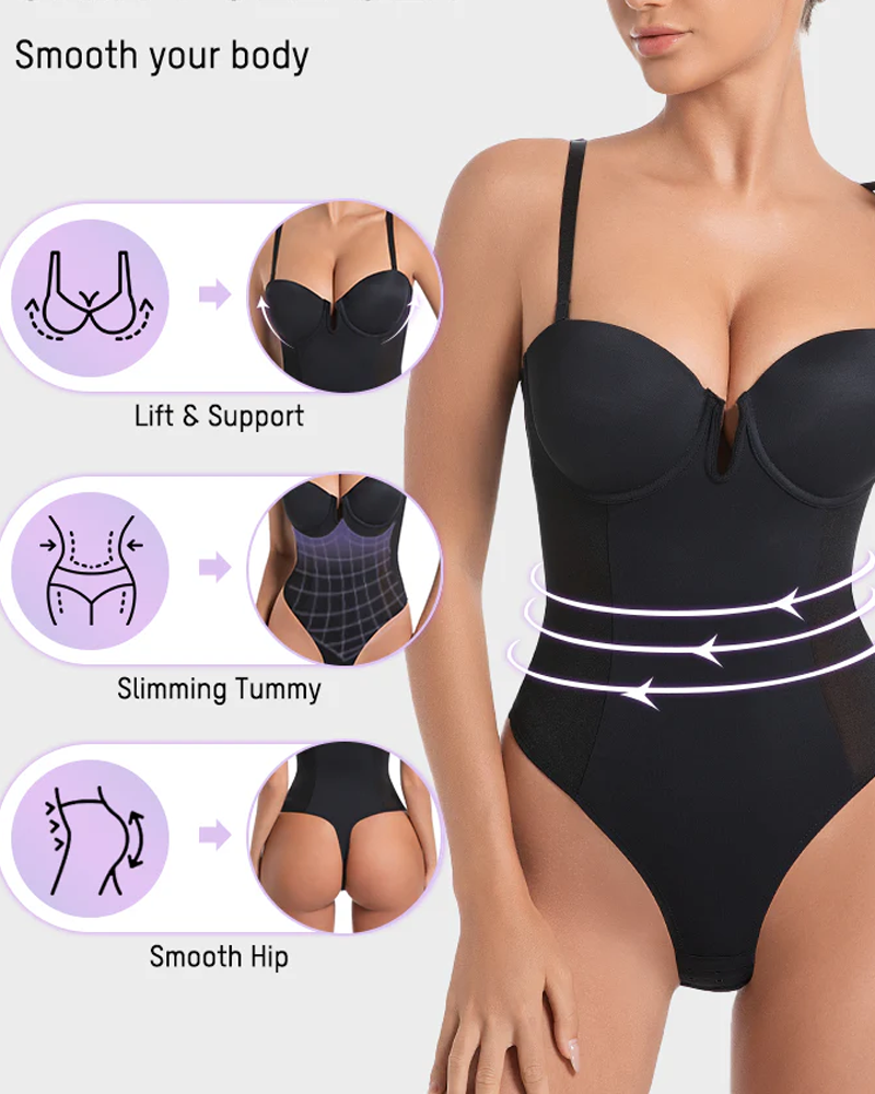 One-Piece Bodysuit With Built-in Underwire Shaping Thong (Pre-Sale)