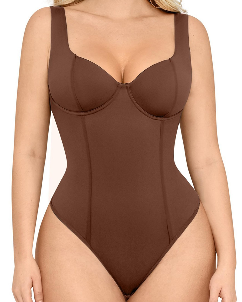 Wide Strap V Neck Bodysuit With Concealed Snaps At The Crotch (Pre-Sale)