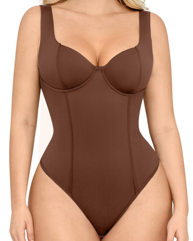 Wide Strap V Neck Bodysuit With Concealed Snaps At The Crotch (Pre-Sale)