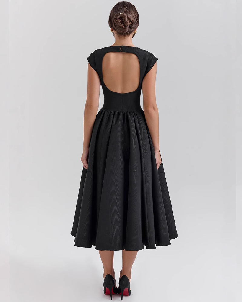 French Style Backless Round Neck Sleeveless Dress