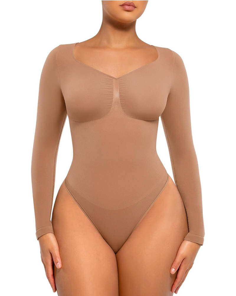 Long Sleeved Hip Lifting Seamless Body Shaping Bodysuit