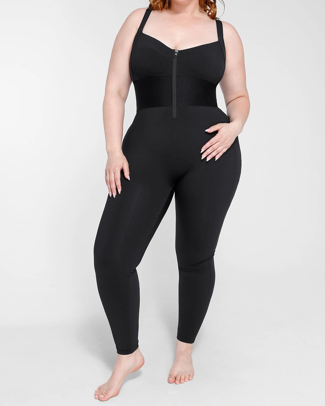 Women's Adjustable Straps Tummy Control Shaping Jumpsuit-Curvy-Faja
