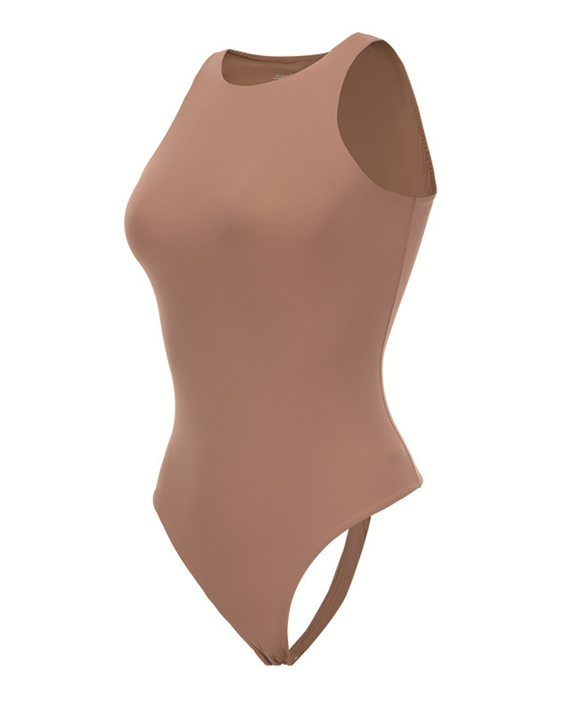 Sleeveless Crew Neck One-Piece Shapewear-Curvy-Faja