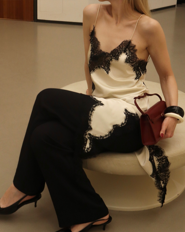 Lace Irregular Slit Inner Dress