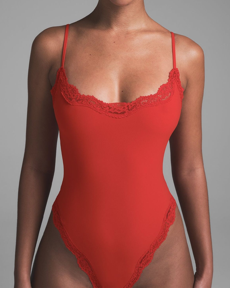 Sexy Halter-Neck Lace Bodysuit-Curvy-Faja