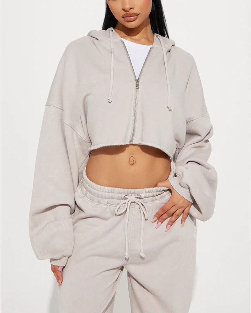 Fleece Fashion Long-Sleeved Sports Casual Sweatshirt Set