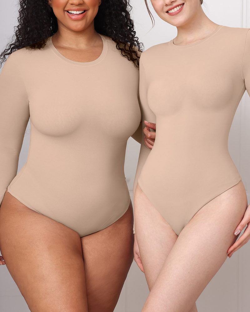 Double-Layered High-Elastic Body-Shaping Long-Sleeved Bodysuit