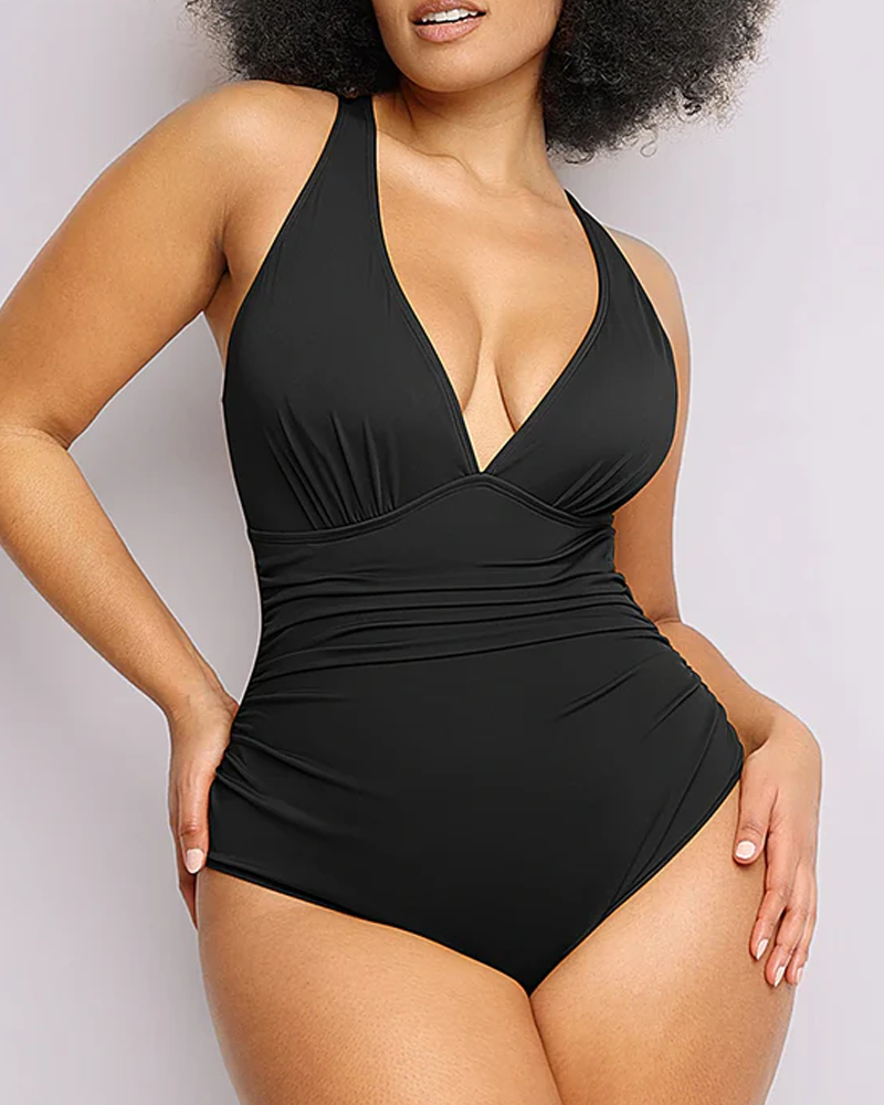 Ruched Front Tummy Control & Butt Lifter Shaping One Piece Swimsuit（Pre-Sale）
