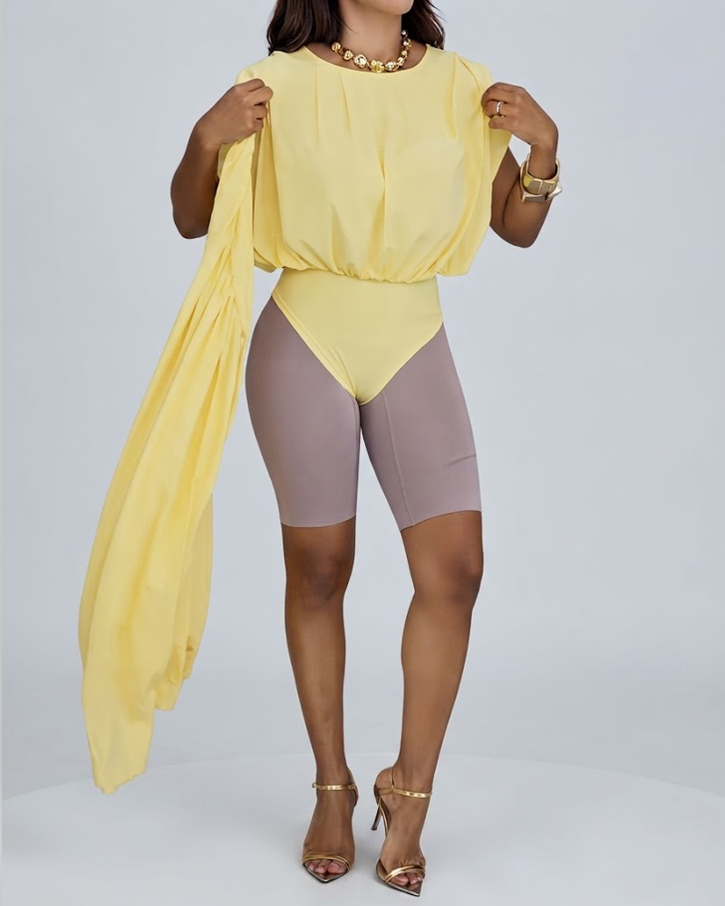 Sleeveless Pleated Overlay Maxi Skirt Set With Built-In Shapewear Bodysuit（Pre-Sale）