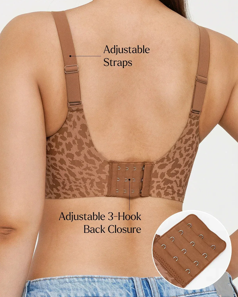 Seamless Wireless Jelly Leopard Contour Minimizer Support Bra(Pre-Sale)