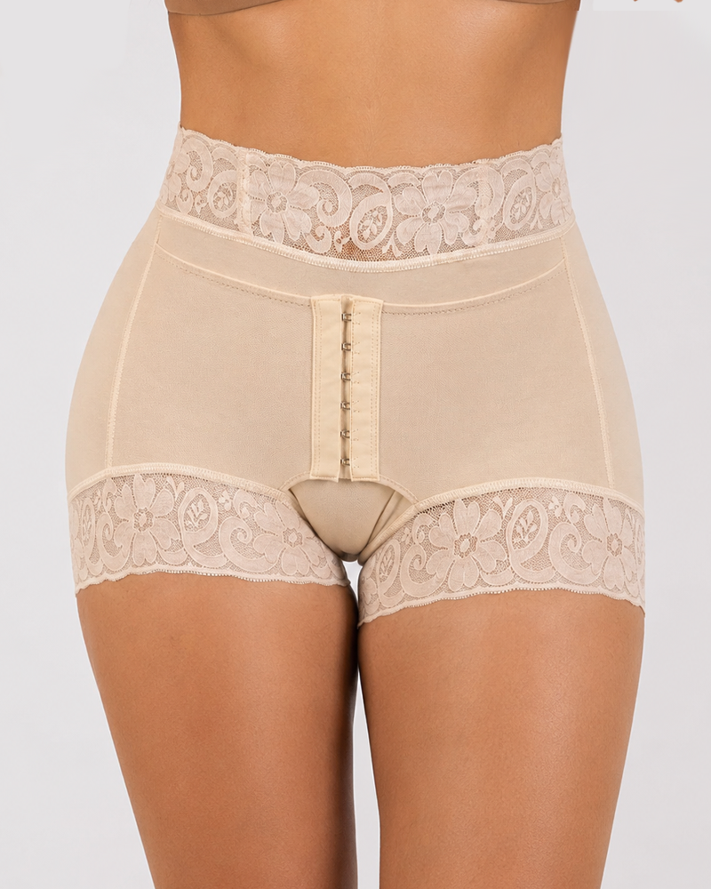 Front Hook Lace High Waist Tummy Control Butt Lifter Shaping Shorts