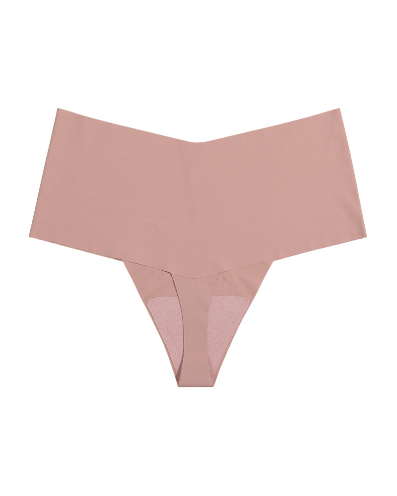 Mid-Waist Seamless Non-Pinch Ice Silk Breathable Thong Underwear-Curvy-Faja