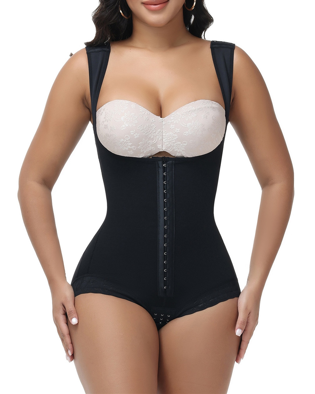 2025 Curvy-Faja Button Down Bodysuit Shapewear - Tummy Control Thong Bodysuit with Snap Closure
