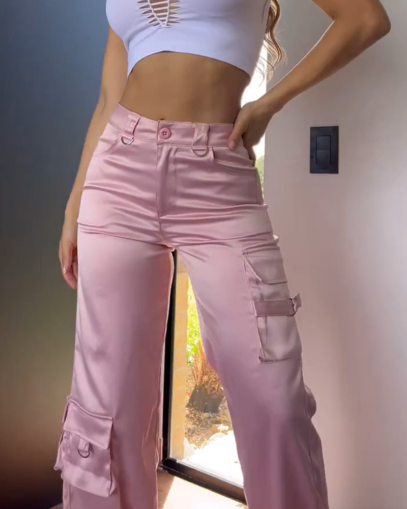 Satin Work Style Loose Casual Pants（Pre-Sale)