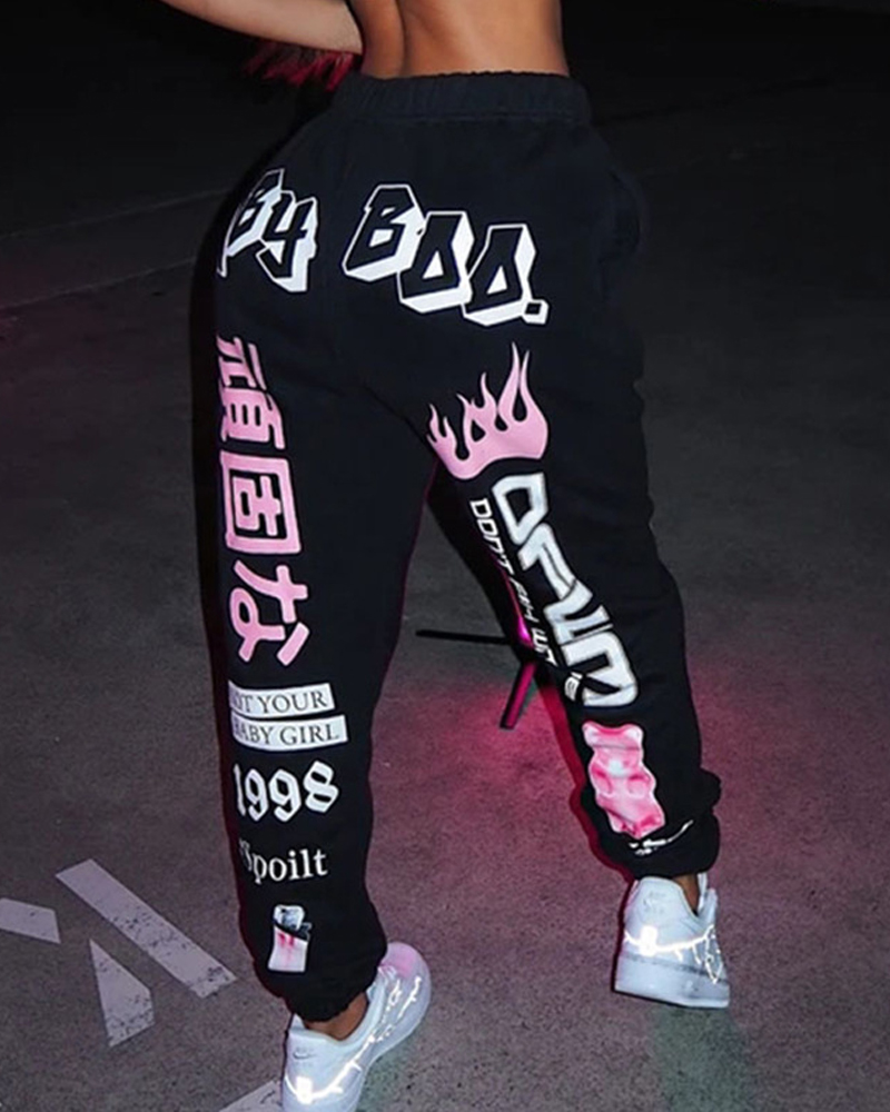 Fashion Printed Sports Casual Pants-Curvy-Faja