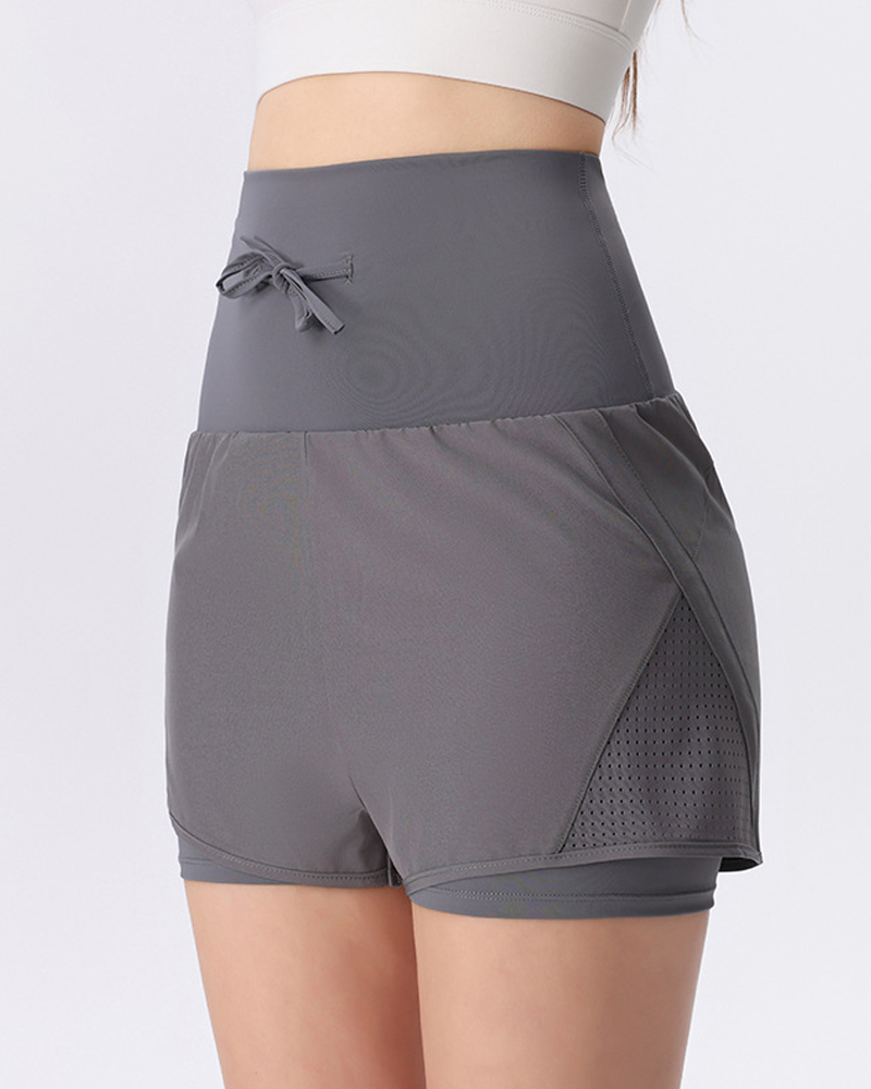 Tummy-Control Waist Yoga Shorts-Curvy-Faja
