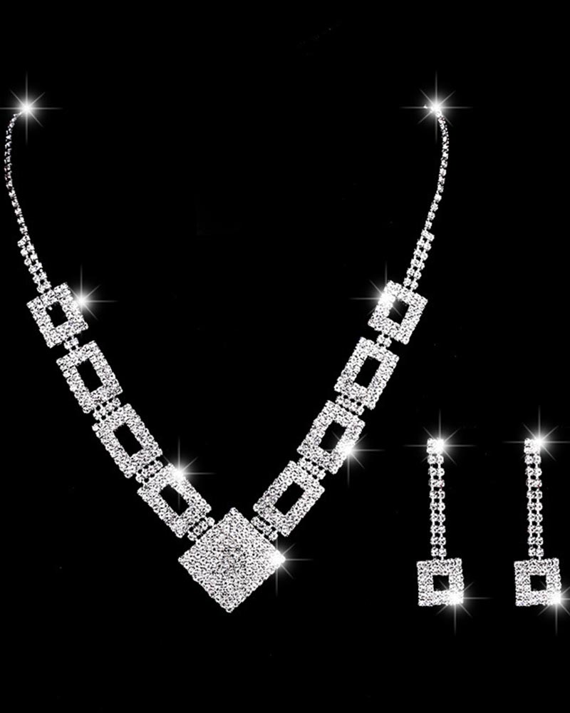 Upscale Diamond Full Necklace Earrings Bracelet Dinner Dress Jewelry Accessories-Curvy-Faja