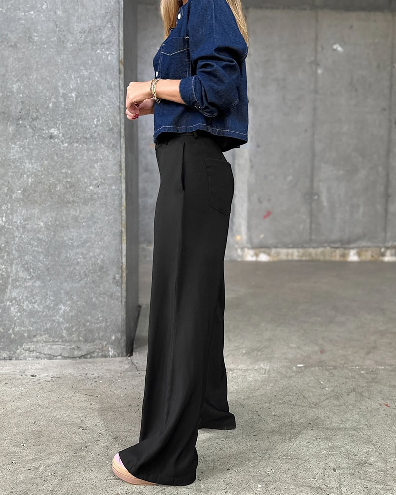 Drape Casual Suit Trousers-Curvy-Faja