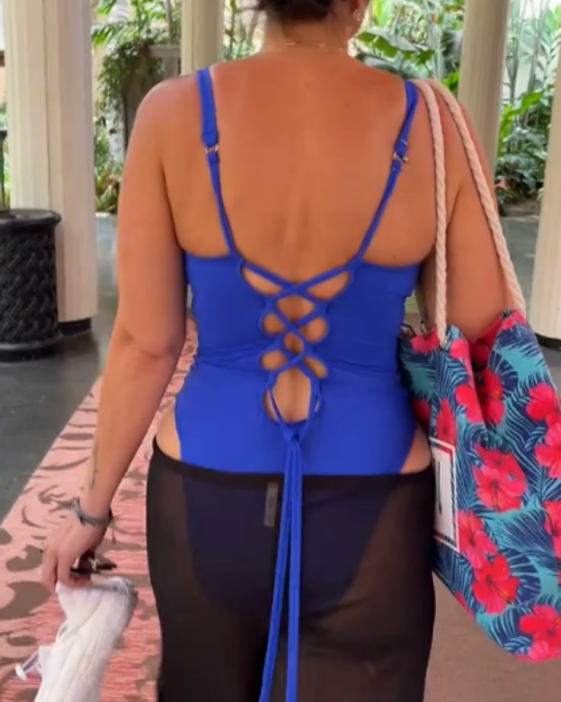 V-Neck Swimsuit with Back Ties