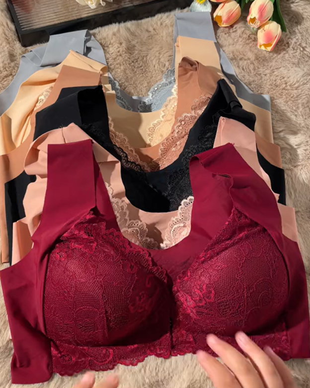 Front Clasp Lace Bra-Curvy-Faja