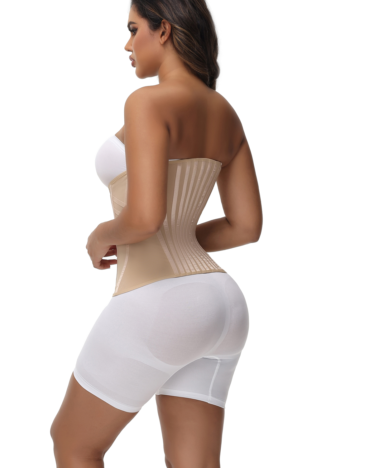 Women's Tummy-Control Waist Trainer with Front Zipper and Vertical Support Bones