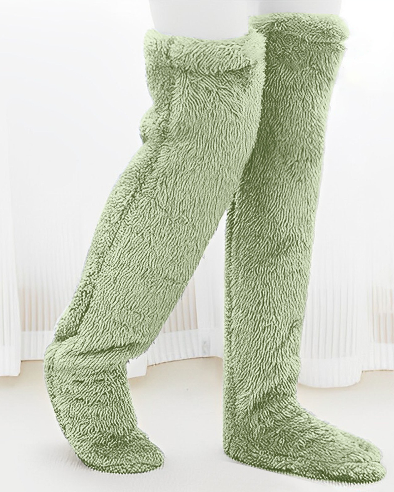 Fuzzy Legs Sock Slippers-Curvy-Faja