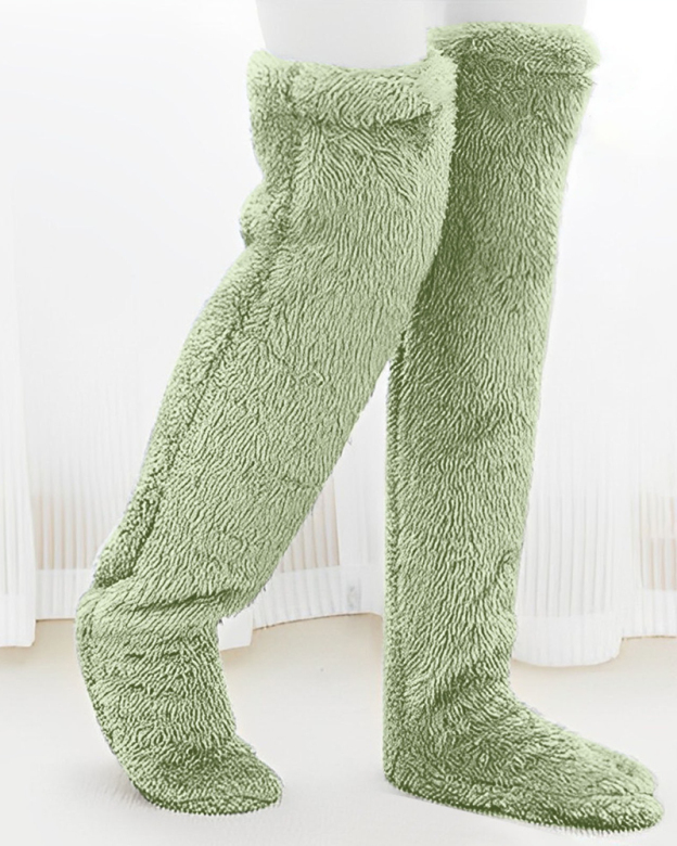 Fuzzy Legs Sock Slippers-Curvy-Faja