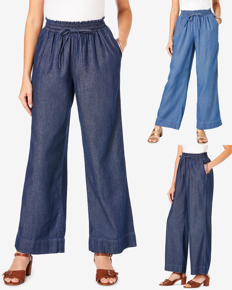 Loose And Flowy Tencel Casual Jeans-Curvy-Faja