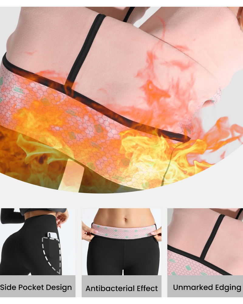 High-Waisted Tummy-Controlling Warm Sports Leggings-Curvy-Faja