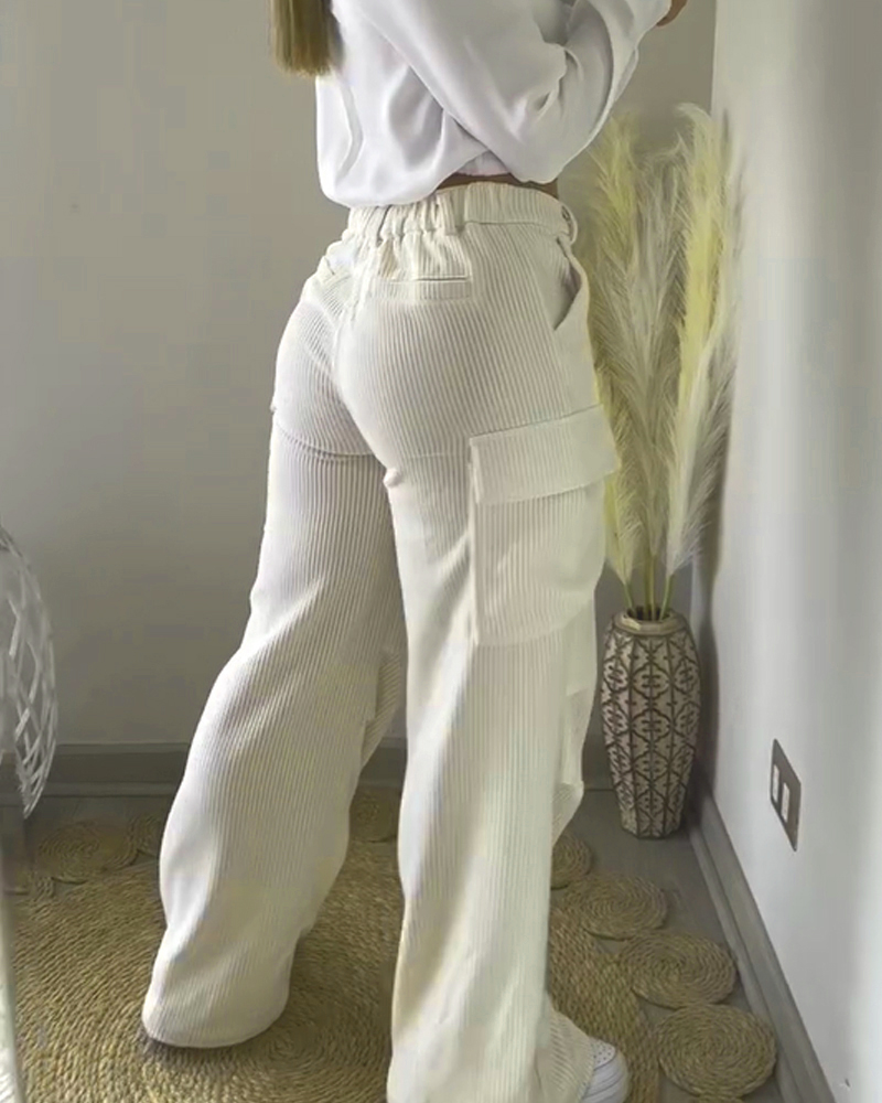 Corduroy Cargo Trousers-Curvy-Faja