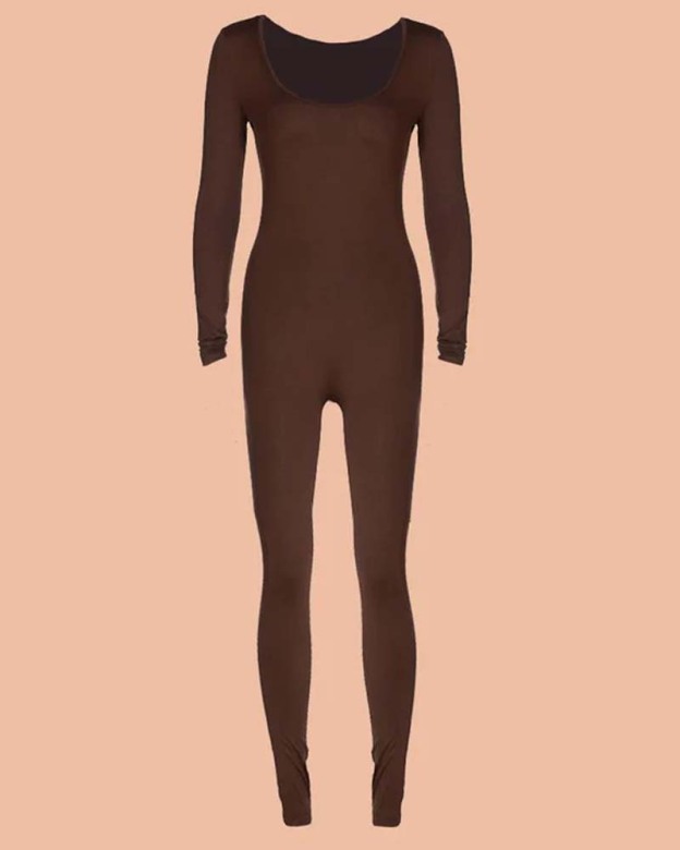 Low-Cut, Long-Sleeved Bodybuilding Jumpsuit