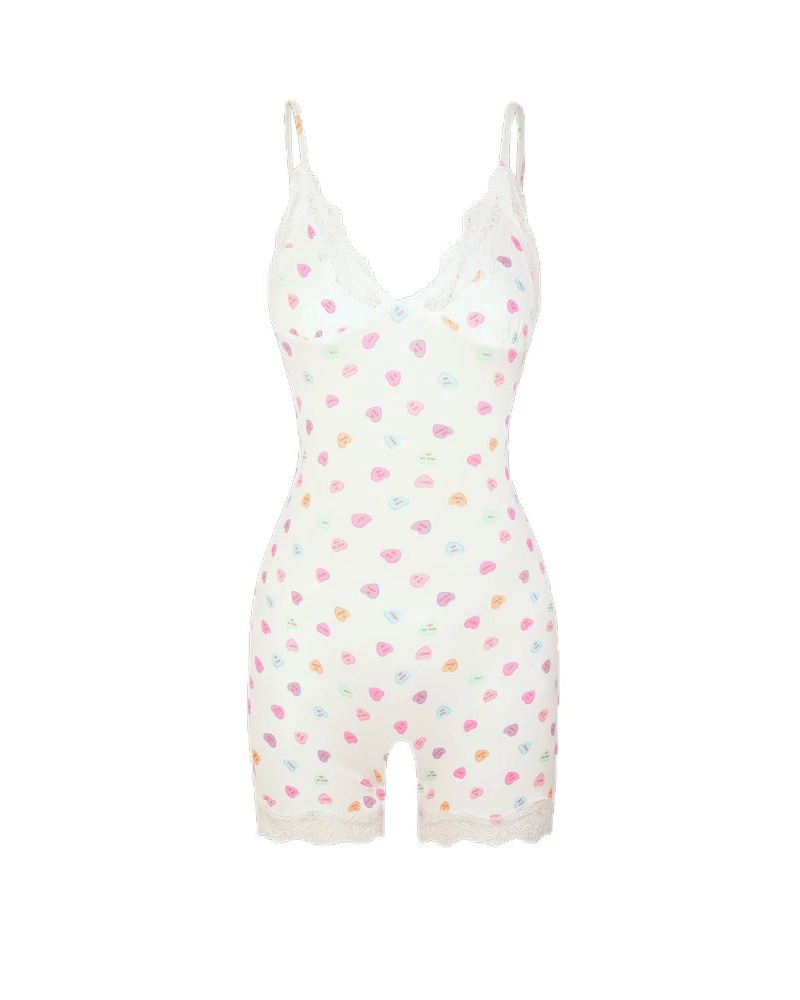 Sexy Bodysuit With Lace Trim And No Bra Cups-Curvy-Faja