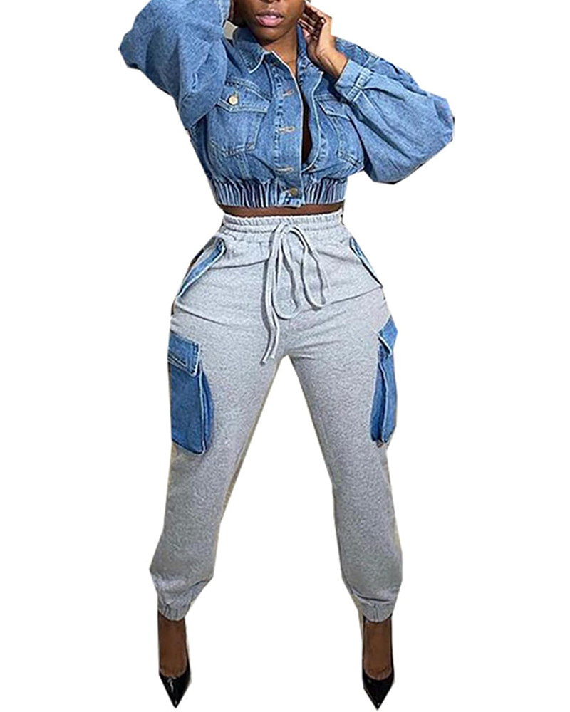 Street Style Big Pocket High Waist Workwear Pants-Curvy-Faja