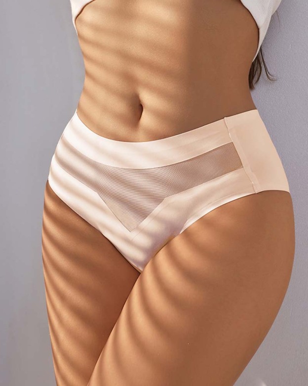 Mid-Waist Ice Silk Naked Invisible Underwear-Curvy-Faja