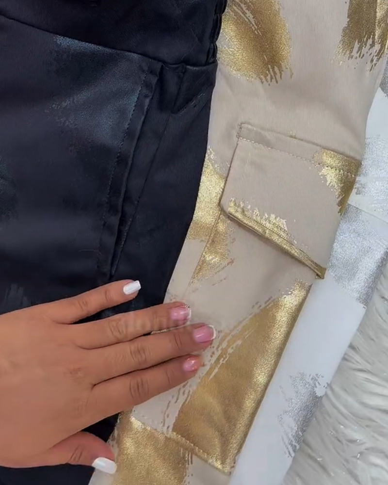 Metallic Loose Trousers-Curvy-Faja