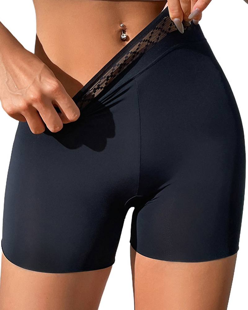 Solid Color Hip-Lifting And Tummy-Control Shorts